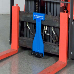 Blue Guardian Pallet Protector on Forklift Carriage