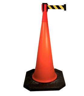 Retracta-Belt Cone Toppers Black Yellow 10 feet belt